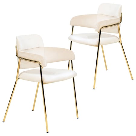 Leisuremod Axis Collection Modern Gold Dining Chair in Beige, 2PK ACG22BG2