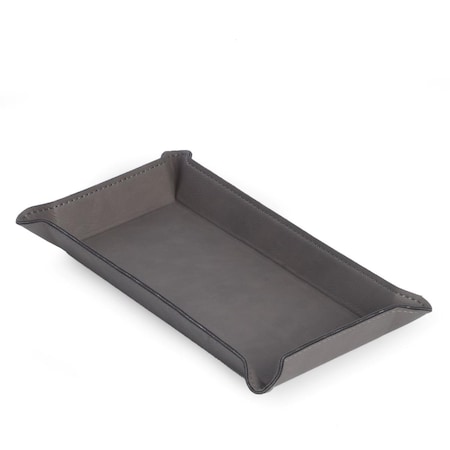 Fixturesfirst Leatherette Rectangular Valet Tray, Grey FI1697744