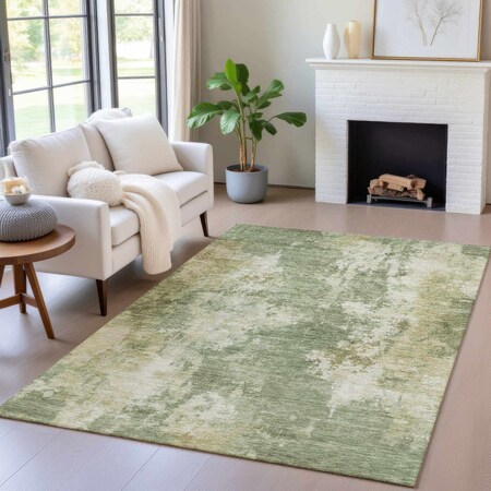Homeroots 9' X 12' Sage And Beige Abstract Washable Indoor Outdoor Area Rug 630703