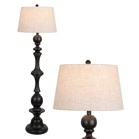 Jonathan Y Taylor 67" Rustic Farmhouse Spindled Resin LED Floor Lamp, Black JYL3000B