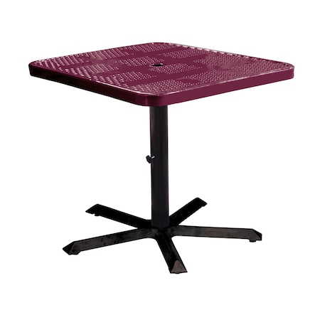 Leisure Craft 36" Square Perforated Pedestal Table, Portable, 30"H, Burgundy SQ36TAB30-BURGUNDY
