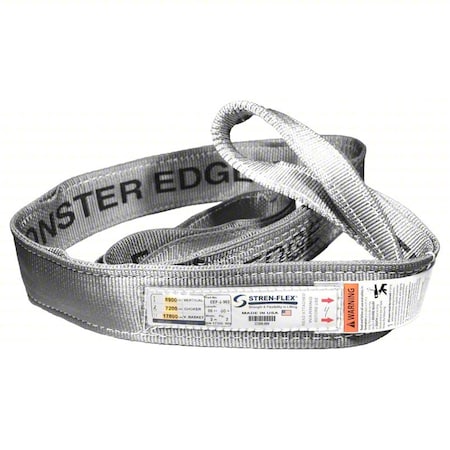 Stren-Flex Web Sling, Flat Eye, 20 ft L, 16500 lb Cap EEF-2-906ME-20