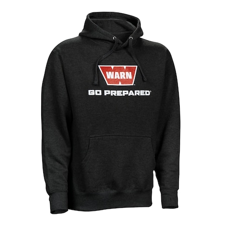 Warn Men's XL Pullover Hoodie Black Cotton Poly Blend with Logo 40757