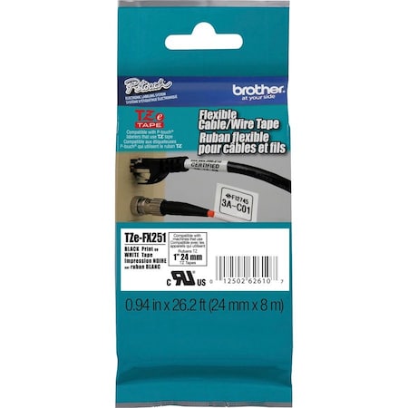 Brother Flag Label, White, Polyester TZEFX251G