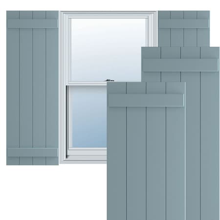 Ekena Millwork True Fit PVC Four Board Joined Board-n-Batten Shutters, Peaceful Blue, 21 1/2W x 74H, PR TFP101BBF21X074SB