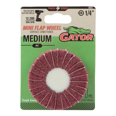 Gator Flap Wheel, 2-1/2 in Dia, 1/4 in Arbor, Aluminum Oxide Abrasive 9005