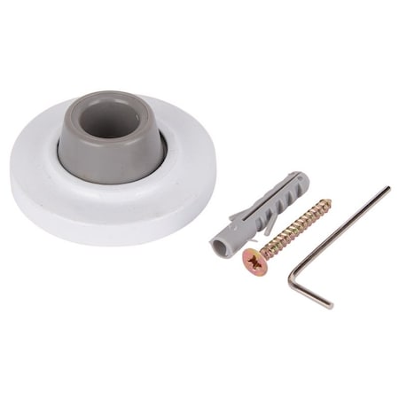 Prosource Door Stop, 2-1/2 in Dia Base, 2-1/2 in Dia Base x 1 in H Projection, Steel & Rubber LR-005-WH-PS