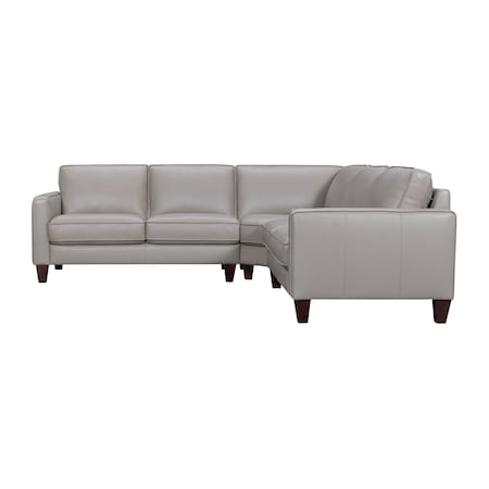 Homeroots Gray Leather L Shaped Three Piece Corner Sectional 548959