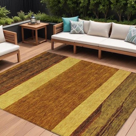 Homeroots 10' X 14' Terra Cotta Gold And Brown Abstract Washable Indoor Outdoor Area Rug 615307