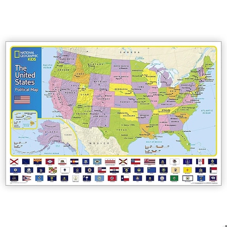 National Geographic United States for Kids Map, Laminated, 24'' x 36'' RE01021159