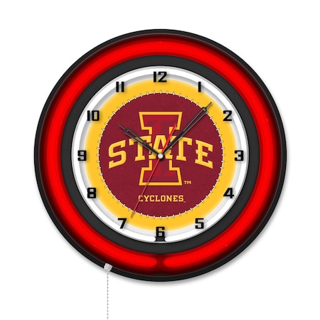 Holland Bar Stool Iowa State University 19 Double Neon Wall Clock Clk19BK