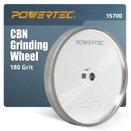 Powertec CBN Grinding Wheel 8'' x 1'', 180 Grit, 5/8'' Arbor Bench Grinder Wheels 15700N