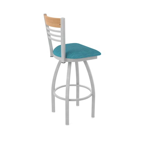 Holland Bar Stool Co Eleanor 30in Swivel Bar Stool with Anodized Nickel Finish, Medium Back and Graph Tidal Seat 880