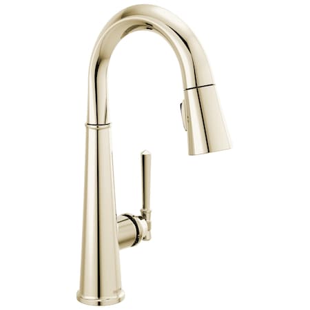 Delta Emmeline Single Handle Pull-Down Bar / Prep Faucet In Lumicoat Polished Nickel 9982-PN-PR-DST