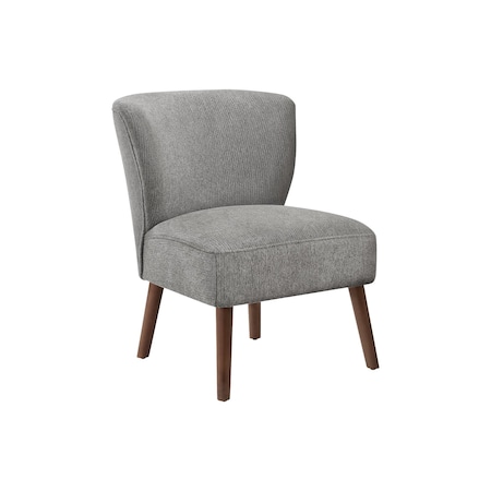 Monarch Specialties Accent Chair, 33-in. H, Upholstered, Living Room, Bedroom, Light Gry Fabric, Walnut Solid Wood Legs I 8085