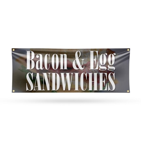 Signmission Bacon & Egg Sandwiches, 18 Inch x 48 Inch, Vinyl Banner B-30475