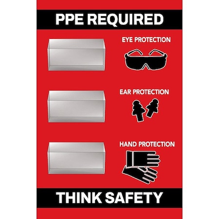 Visual Workplace PPE Shadow Board, Red, 24 in H 30-1910-3624-P12303