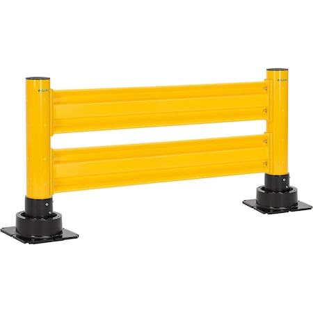 Global Industrial 6' Steel Guard Rail with 6" Dia. Rebounding Bollards, Yellow 670778