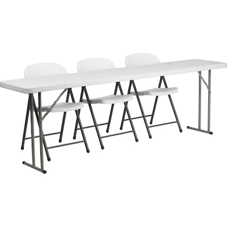 Flash Furniture Rectangle Table Set, Plastic Top, White RB-1896-2-GG