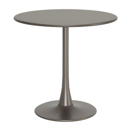 Homeroots 32" Taupe Steel Pedestal Base Round Top Dining Table 572232