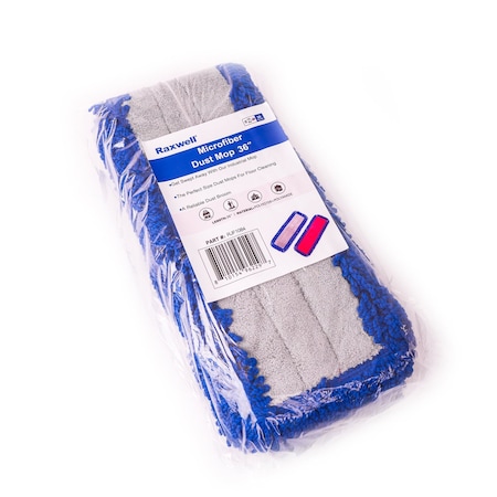 Raxwell Microfiber Looped End Dust Mop Head, 36", Blue/Gray, 6PK RJF1084