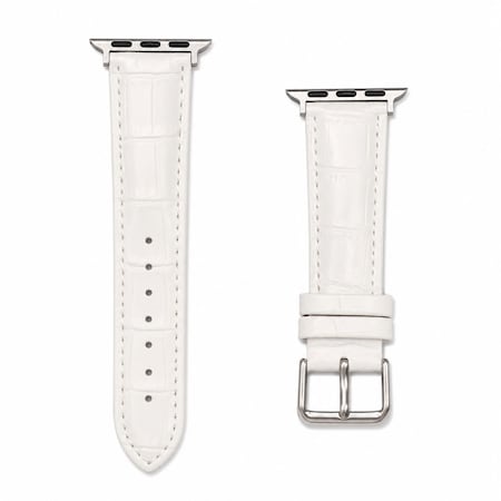 Elegani Alligator-Embossed Leather Watch Replacement Band Compatible with Apple Watch 41mm, White LAT-WHT-41mm