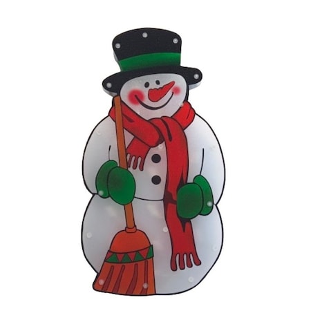 Santas Forest Snowman, 10 in W, Plastic, Colorful, Mini Bulb, Internal Light 60975