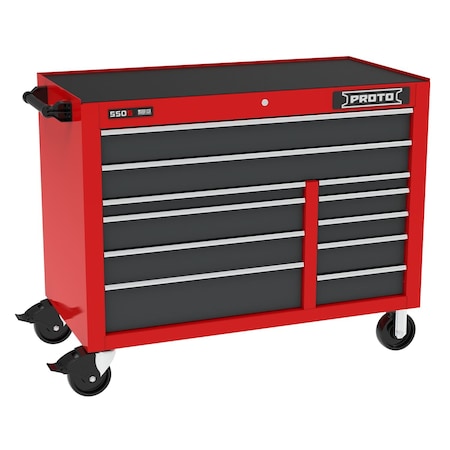 Proto 550 Series Rolling Tool Cabinet, 11 Drawer, Red/Gray, 50 in W x 25-1/4 in D x 41 in H J555041B-11SG