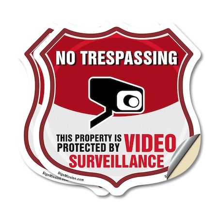 Signmission No Trespassing Shield Sign This Property, 6 inch X 6 inch, Vinyl Decal, 2PK SHI-D-2PACK-6-410
