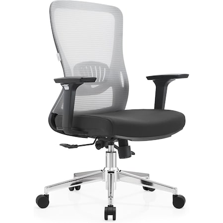 Leisuremod Adorit Ergonomic Office Chair - Mesh Back, Cotton Seat, Adjustable Height & 360 deg Swivel AO60LGR