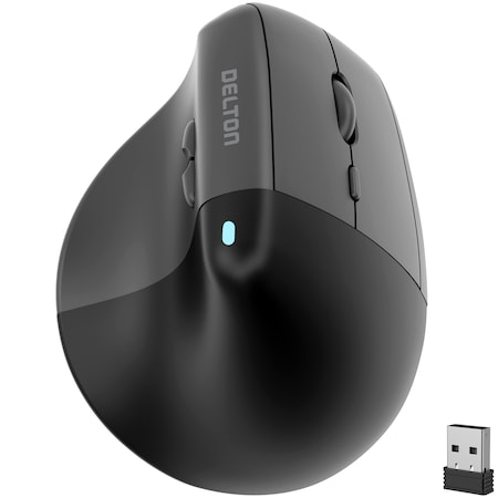 Delton Ergonomic Vertical Wireless Mouse, 6 High-Quality Buttons, Black S38