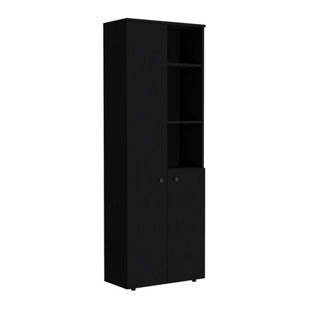 Homeroots 67in Black Wood Two Door Pantry Or Storage Closet 552290