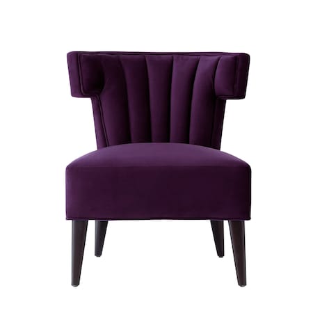 Homeroots 30" Purple And Black Velvet Tufted Wingback Chair 533884