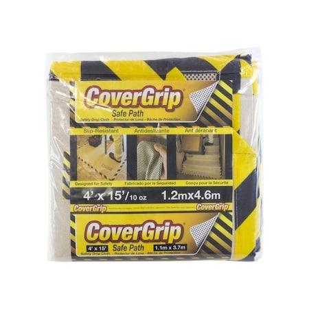 Covergrip Drop Cloth 4 ft. W X 15 ft. L X 0.04 mil 10 oz Safety Canvas Ivory Beige/Cream 41510