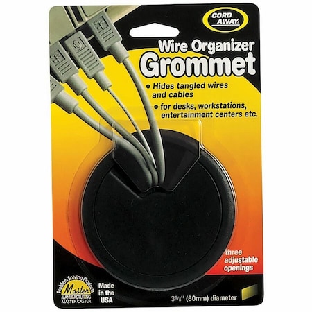 Master Caster Grommet, Desk, 3 1/8 In Dia, 1 1/8 In H, Blk 00203
