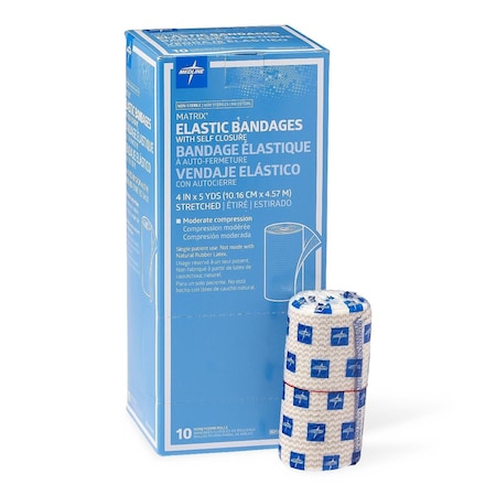 Medline Matrix Elastic Bandage with Self-Closure, Stretched, Nonsterile, 4in x 5 yd. (10.2 cm x 4.6 m) MDS087004LFH