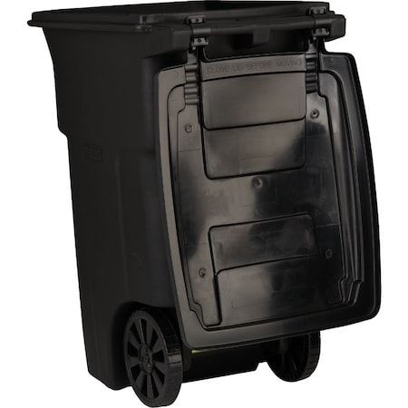 Toter 64 Gal. Black Outdoor Trash Can With Attached Lid & Wheels 79264-R2200