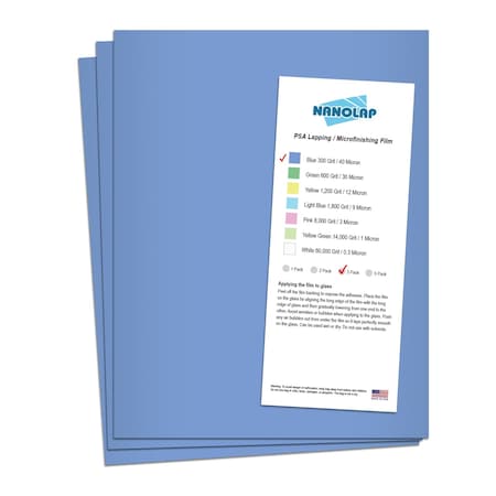 Nanolap PSA Lapping Film, 3 Pc 40 Micron (300Grit), 8-0.5 in x 11 in Microfinishing Fine Sanding Paper 61606N