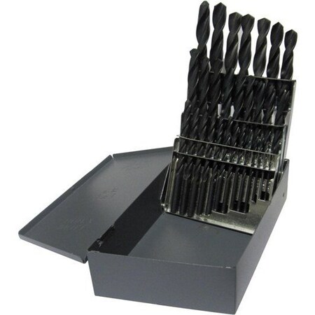 Drill America 29 Piece HSS Black Oxide Jobber Length Drill Bit Set, DWDN, 1/16" - 1/2" X 1/4" Shank DWD29JX1/4-SET