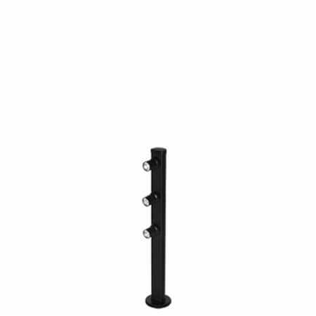 Gorgeousglow 8 in. 3 LED Mizar Pole 6000K - Black GO3001246