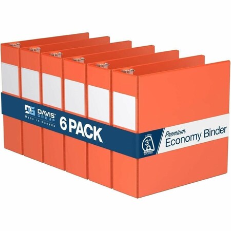 Davis Group Premium Economy, Angle D Ring, Binder, (Orange, 3"), PK6 2305-19-06