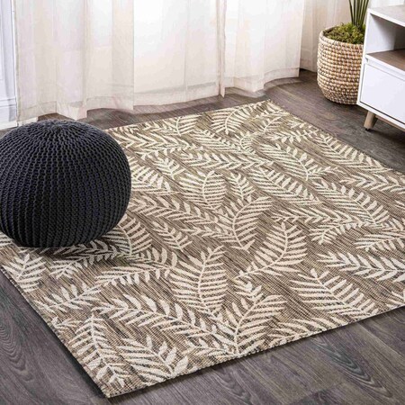 Jonathan Y Nevis Palm Frond Brown/Beige 4 ft Square Indoor/Outdoor Area Rug SMB119A-4SQ