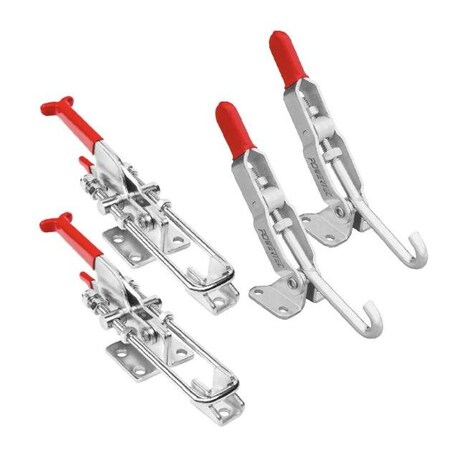 Powertec Toggle Clamp Set, 375 lbs & 700 lbs Cap., J Hook, Self-Lock U-Bolt Adjustable Latch, 4PK 20345N