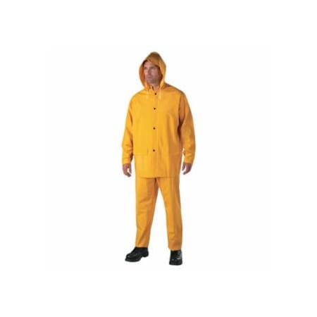 Anchor Brand 3-Pc Rainsuit, Jacket/Hood/Overalls, 0.35 mm, PVC Over Polyester, Yellow, 4X-Large 101-9000-4XL