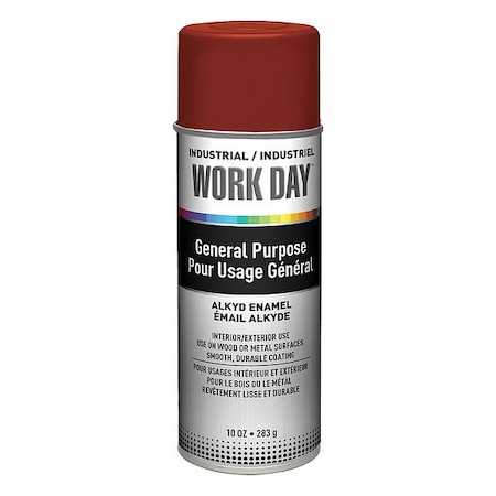 Work Day Spray Paint Primer, Red, Flat, Solvent, 10 oz A04419007
