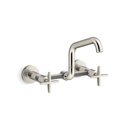 Kohler Billet Two-hole wall-mount bridge kitchen sink faucet 28666-3-SN