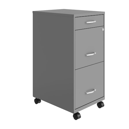 Space Solutions 14.25 in W 3 Drawer Mobile Vertical File Cabinet, Arctic Silver 24419