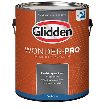 Glidden Wonder-Pro Interior/Exterior Paint, Semi-Gloss Sheen, Pastel Base/White, 1 gal GLWP32WB/01