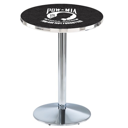 Holland Bar Stool Co 36" Chrome POW/MIA Pub Table, 36" dia. Top L214C3636POWMIA