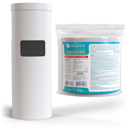Wipex EPA-Registered Disinfecting Wipes 800ct Bundle, 1 Refill Roll + White Floor Dispenser w/ Trash Can WX72269WFD1SDR